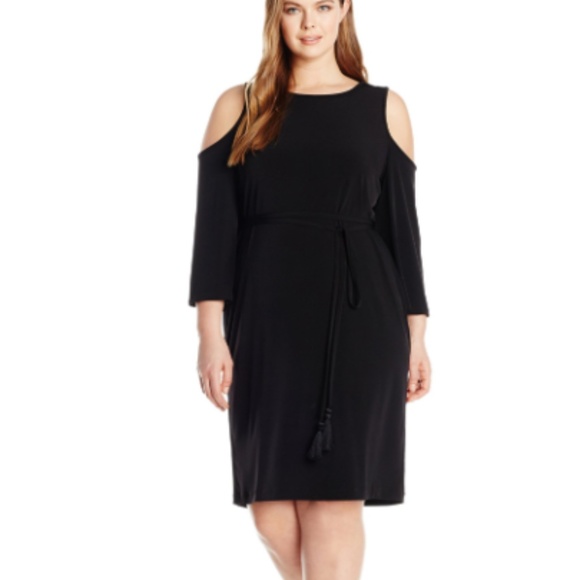 Calvin Klein NWT 16W 1X Cold Shoulder Dress LBD - Picture 1 of 8